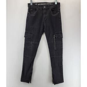 V1969 Vercase Moto Jeans Mens 28x30 Black Cargo Skinny Rock And Roll Emo Punk